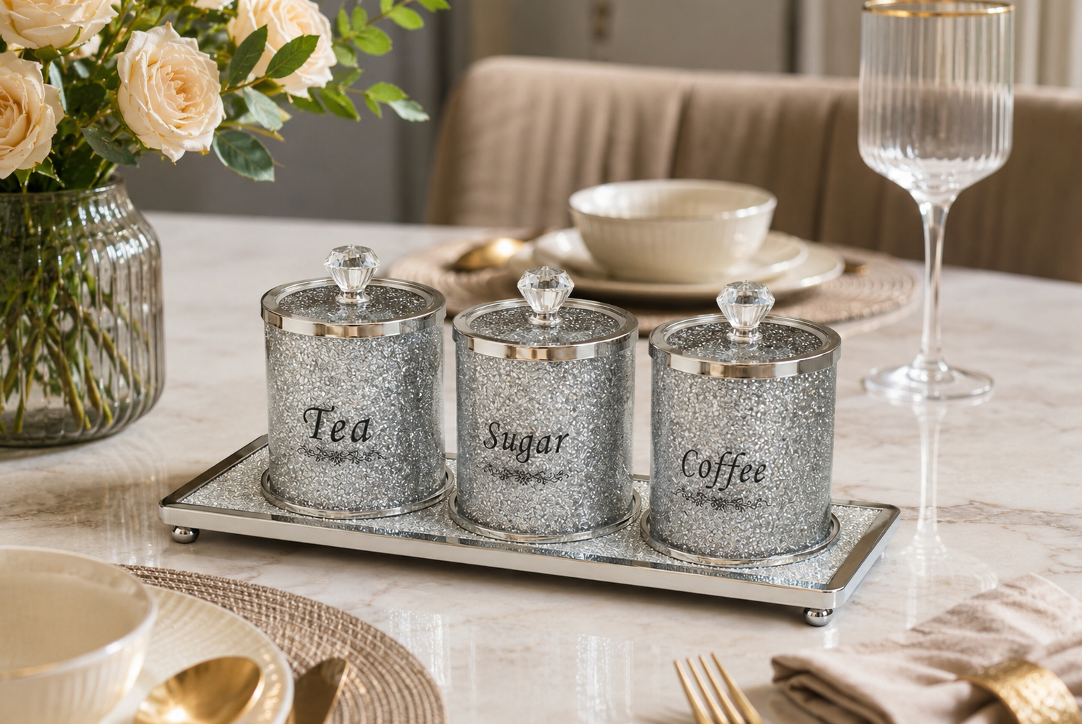 Cedilis 3 Pack Decorative Coffee Tea Sugar Canisters - Image 8