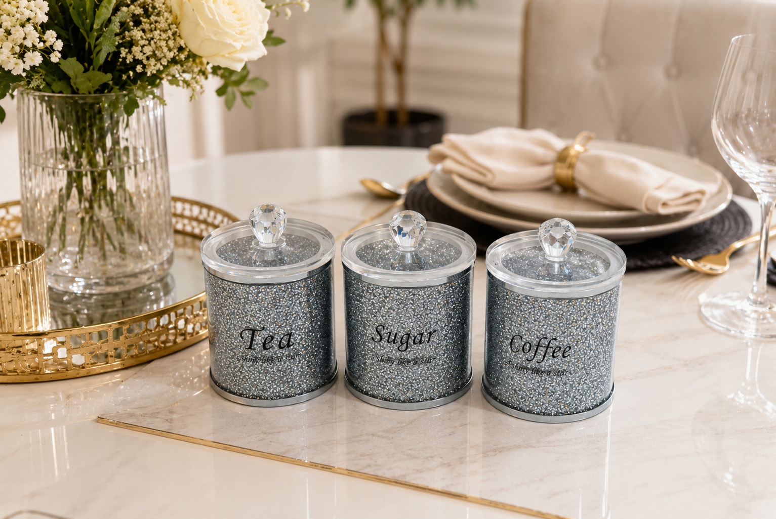 Cedilis 3 Pack Decorative Coffee Tea Sugar Canisters - Image 9