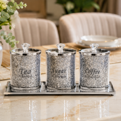 Cedilis 3 Pack Decorative Coffee Tea Sugar Canisters