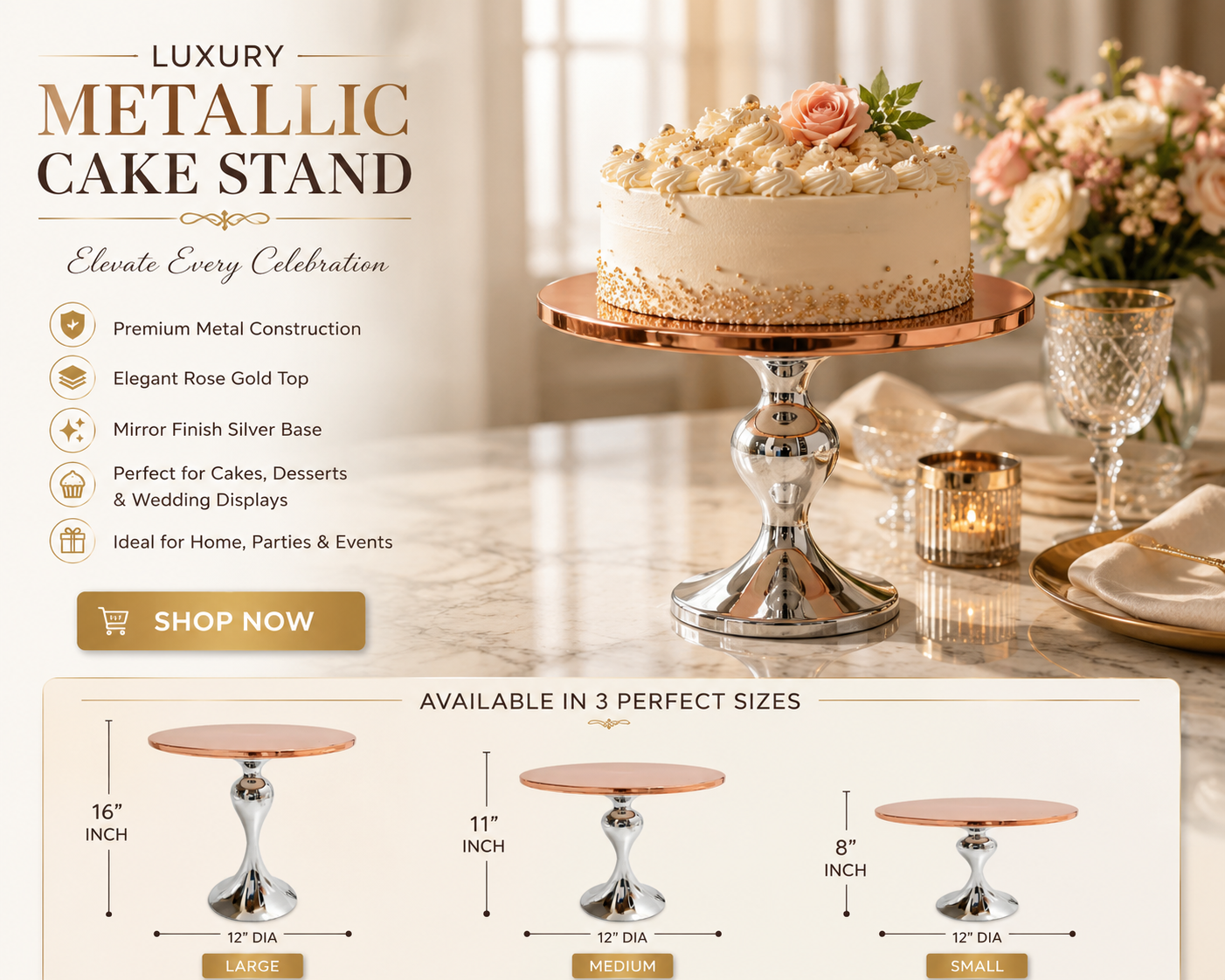 Silver Luxe Crystal Cake Stand - Image 4