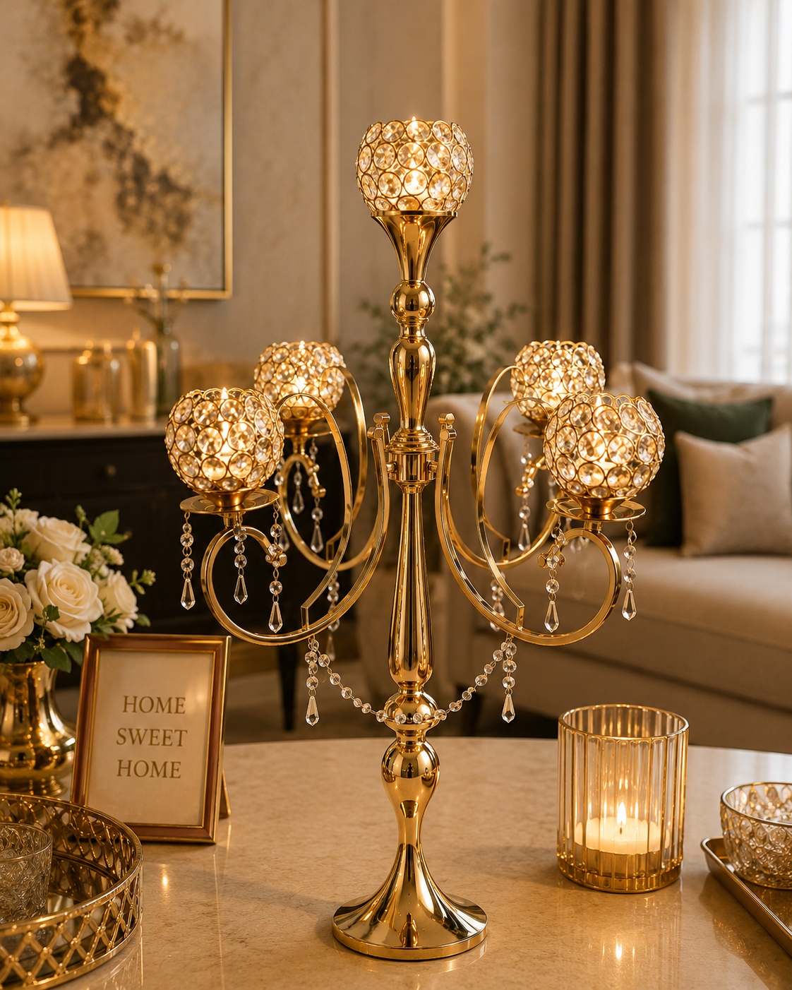 Crystal Bloom 5-Arm Candelabra