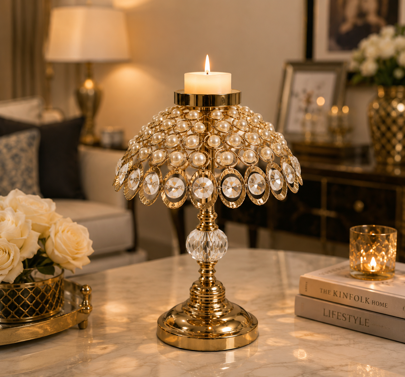 Royal Crystal Gold Candelabra