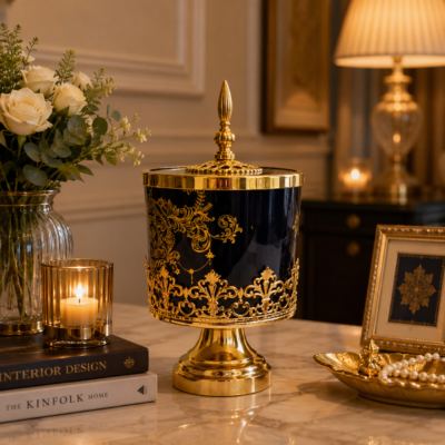 Imperial Black & Gold Candy Jar