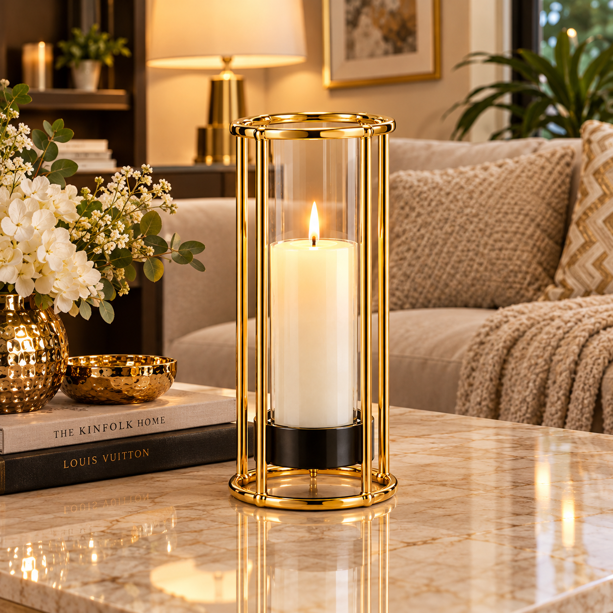 Gold Crystal Candle Holder