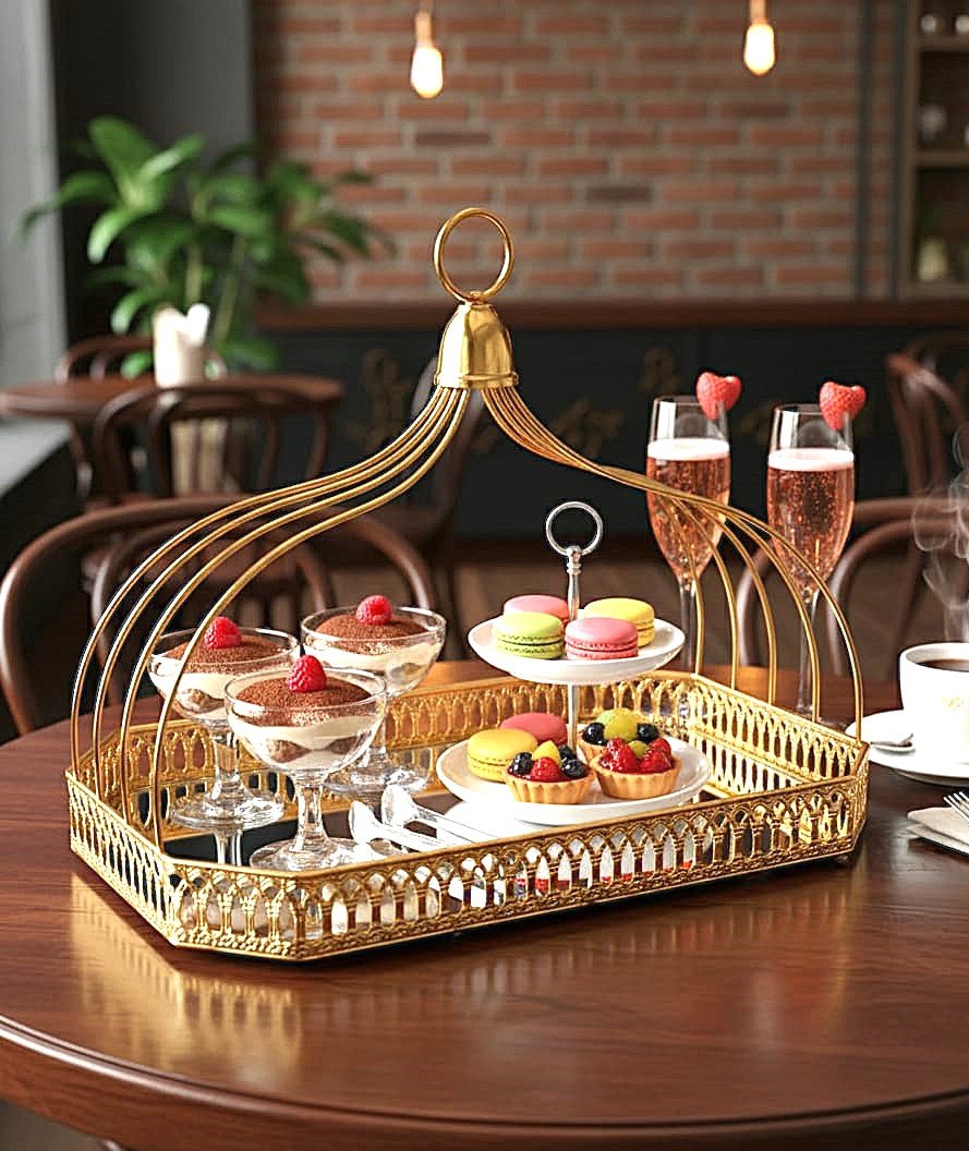 Golden Elegance Dining Basket
