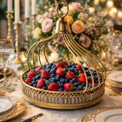 Golden Elegance Dining Basket