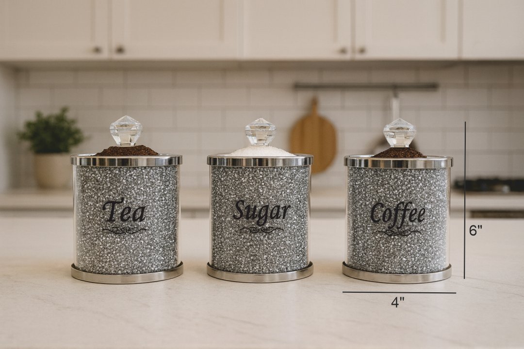 Cedilis 3 Pack Decorative Coffee Tea Sugar Canisters - Image 6