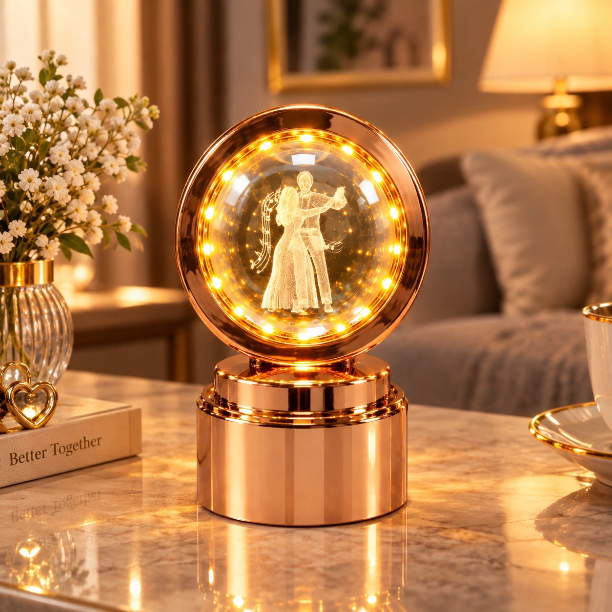 Rose Gold Crystal Globe - Image 3