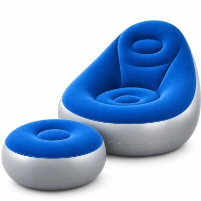 Blue Inflatable Lounge Chair with Ottoman